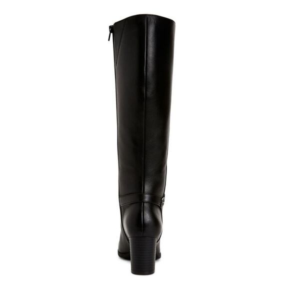 GIANI BERNINI Womens Black Logo Adonnys Block Heel Leather Heeled Boots 8 M WC - Picture 2 of 4